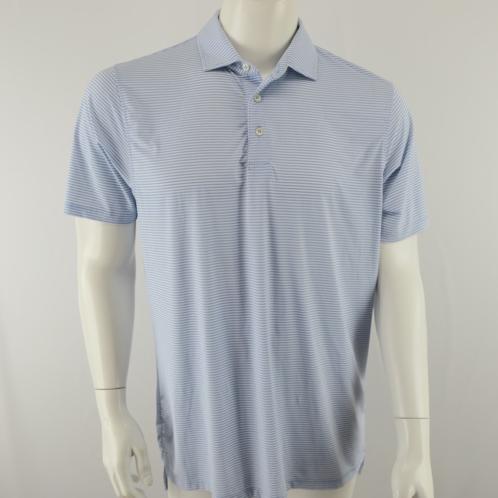 B. Draddy Sport Golf Polo Shirt Mens Medium‎ Blue White Striped